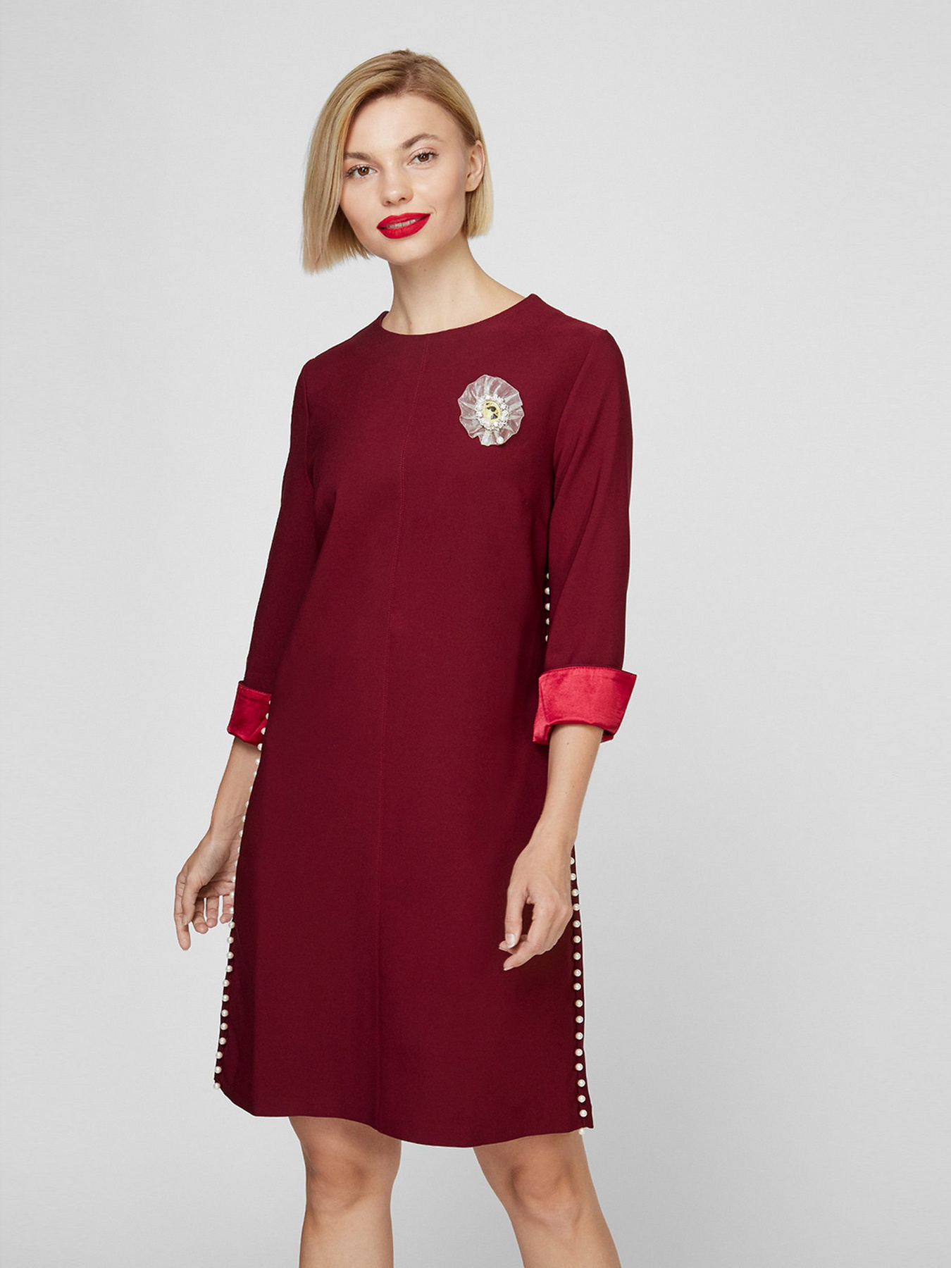 Платье мини Sassofono модель A201-SC-8299, Бордовий Фото