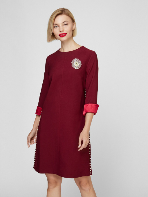 Платье мини Sassofono модель A201-SC-8299, Бордовий Фото