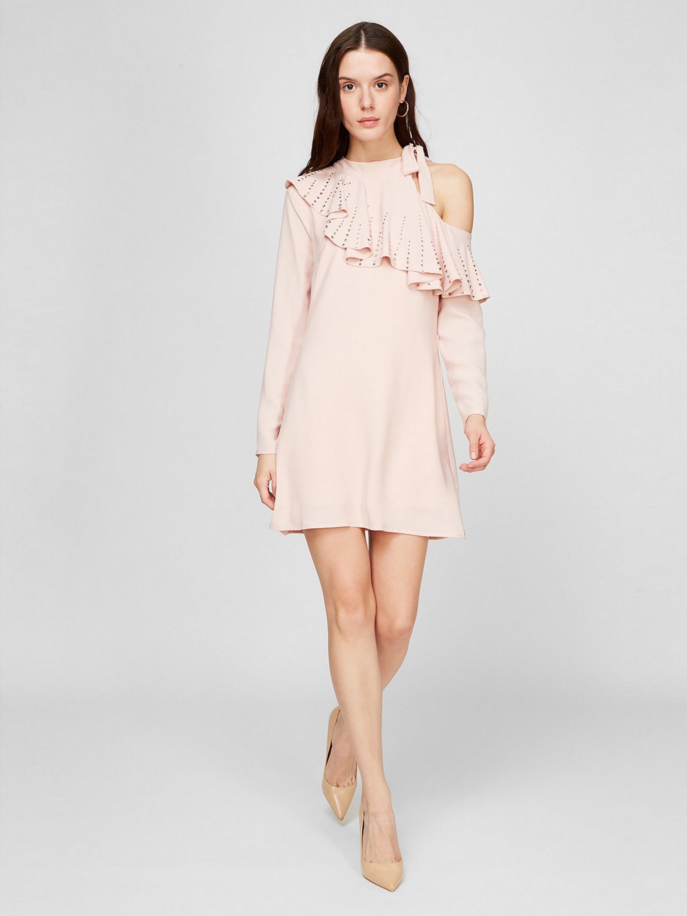 Сукня міні Sassofono модель A191-SF-125171, ПУДРОВИЙ Фото