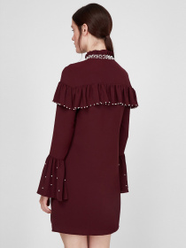 Платье мини Sassofono модель A191-SF-256171, БОРДОВИЙ Фото