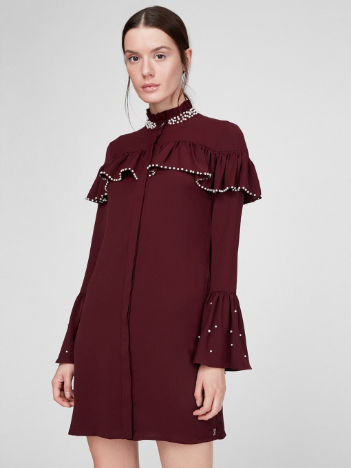 Сукня міні Sassofono модель A191-SF-256171, БОРДОВИЙ Фото