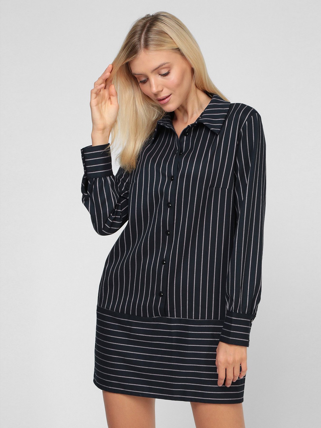 Платье мини Sassofono модель A191-SF-291171, СИНІЙ-ПУДРОВИЙ Фото