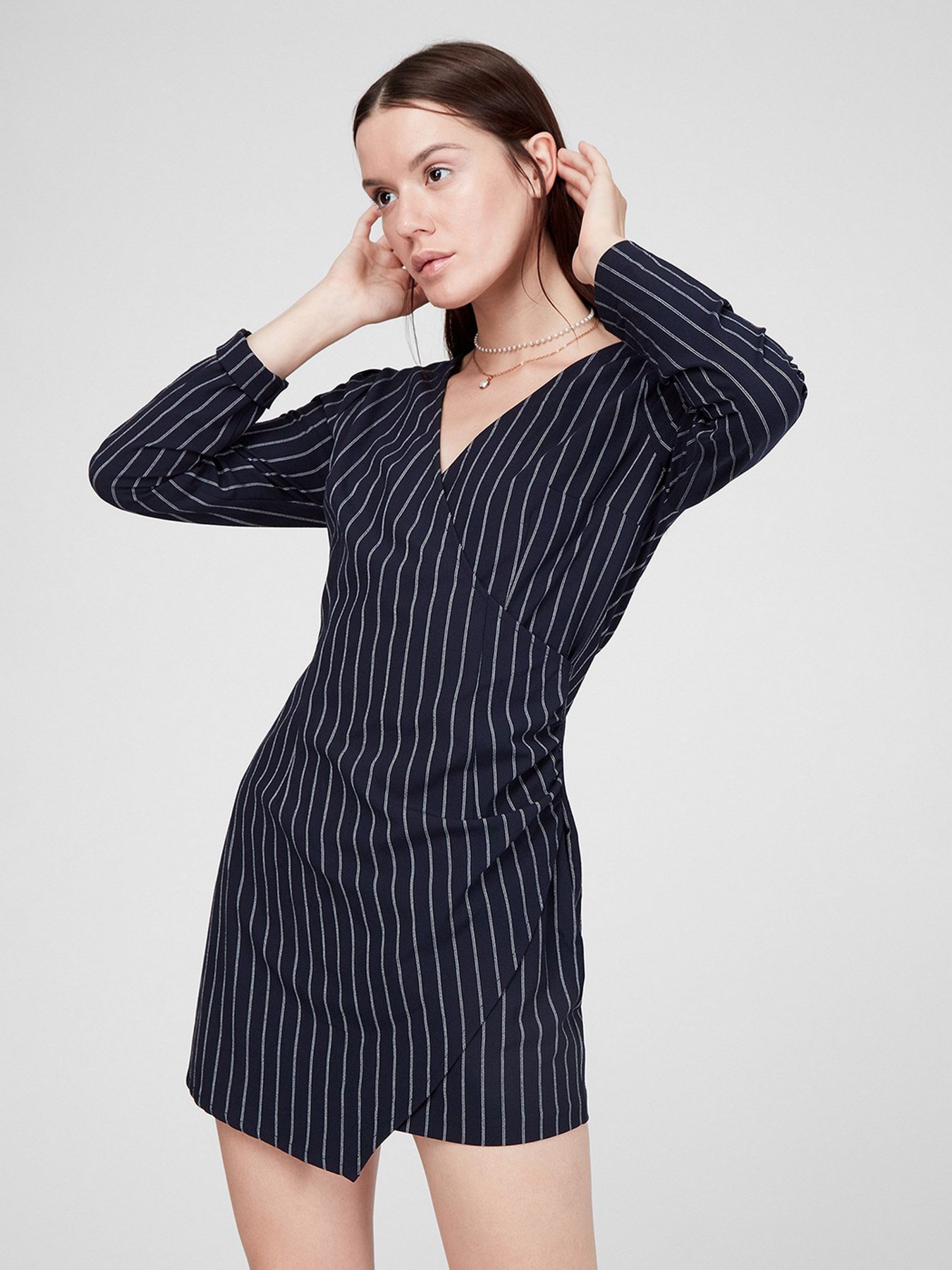 Платье мини Sassofono модель A191-SF-398171, СИНІЙ-БІЛИЙ Фото