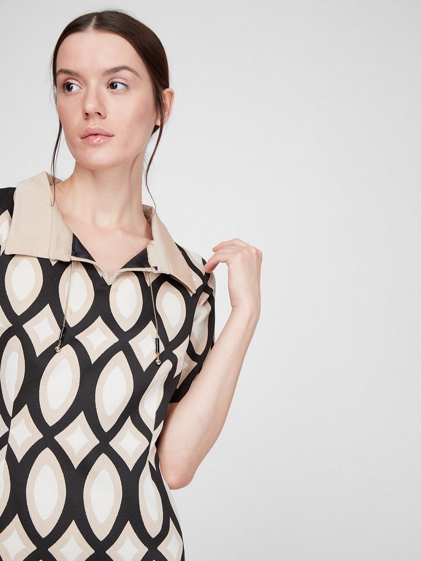 Платье миди Sassofono модель A191-SF-507245, БЕЖЕВИЙ Фото