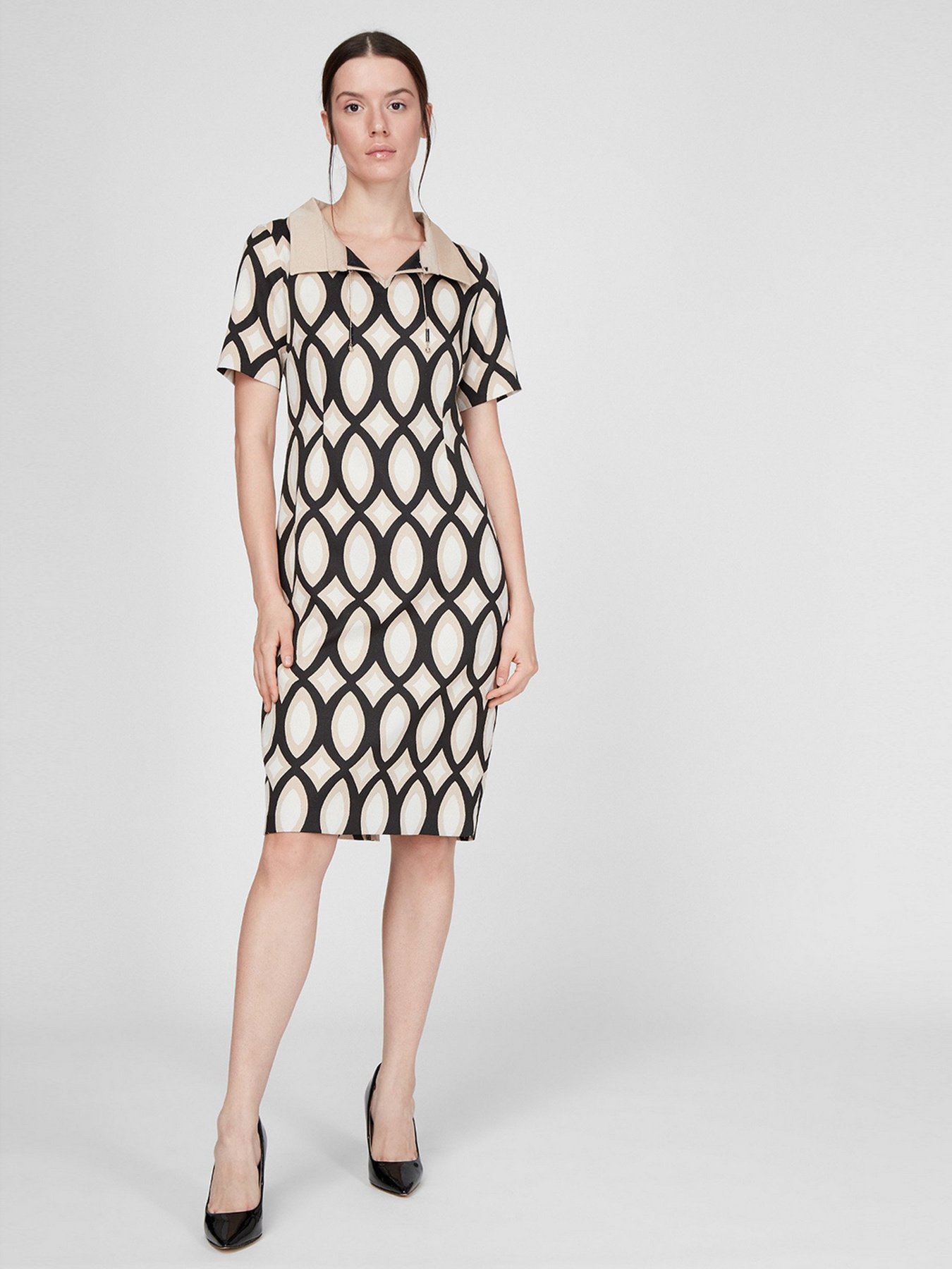 Платье миди Sassofono модель A191-SF-507245, БЕЖЕВИЙ Фото