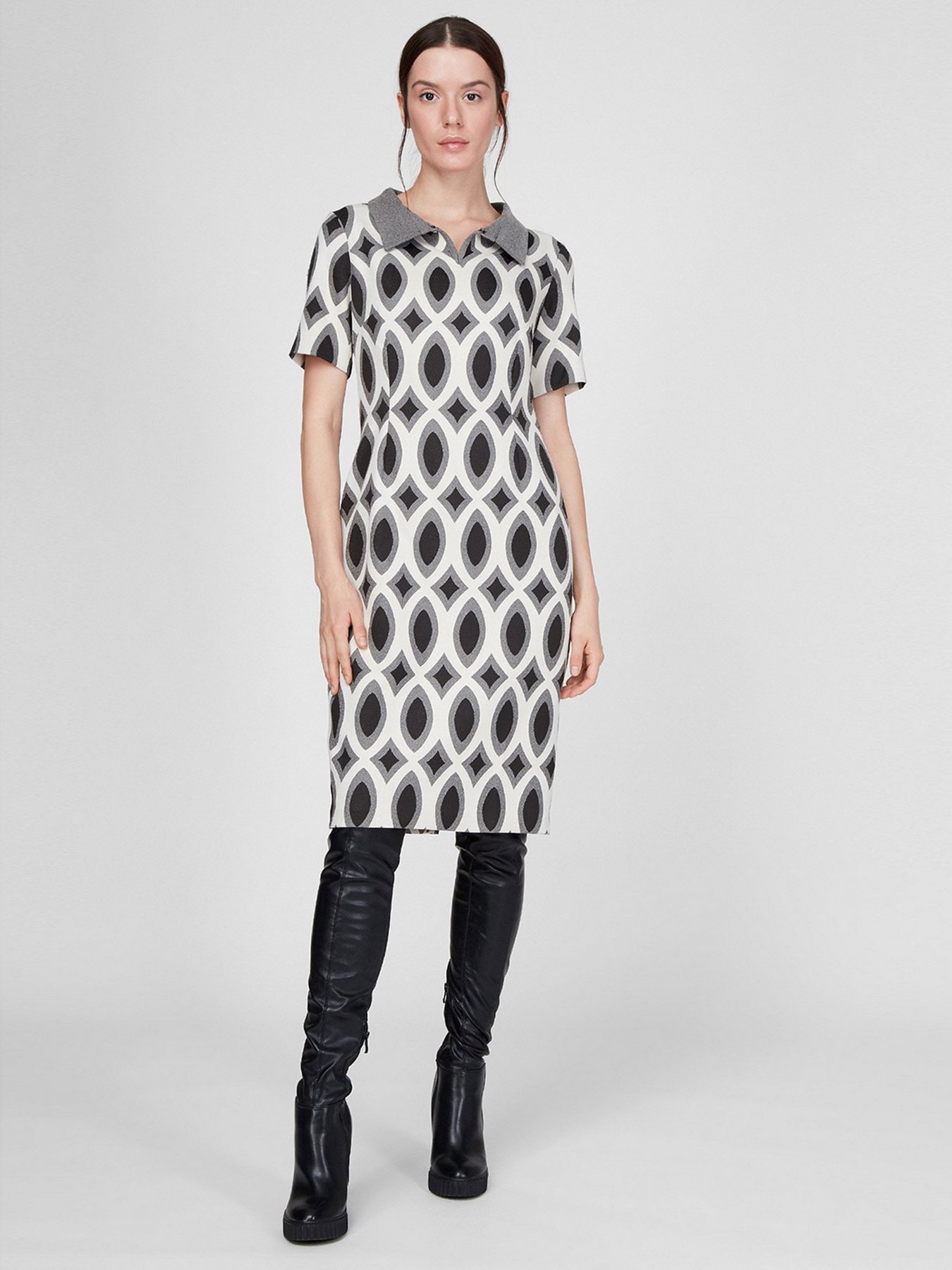 Платье миди Sassofono модель A191-SF-507245, СІРИЙ Фото