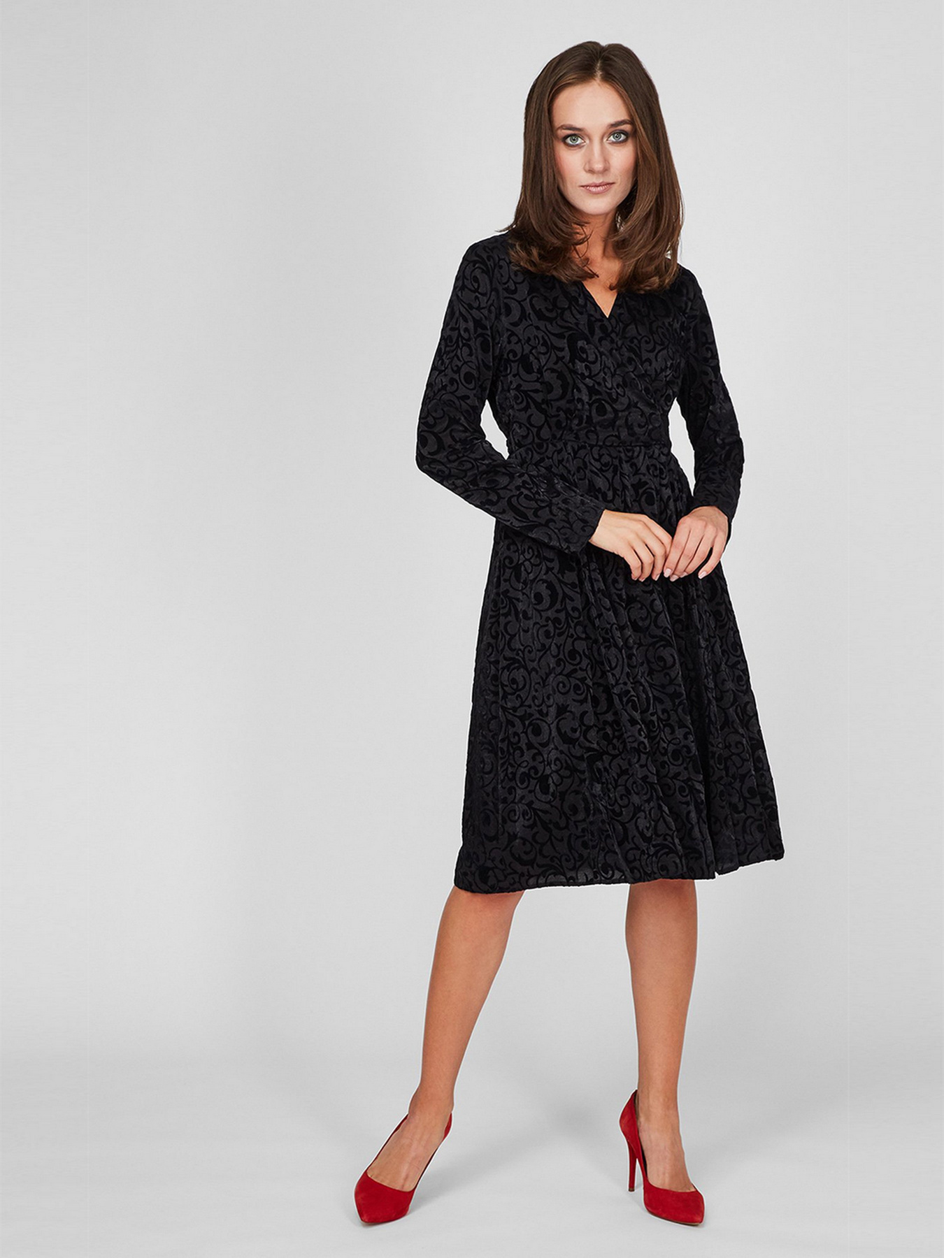 Сукня міді Sassofono модель A201-SC-6332, ЧОРНИЙ Фото