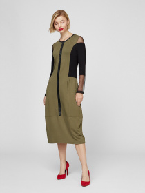 Платье миди Sassofono модель A201-SC-17078, ХАКІ Фото