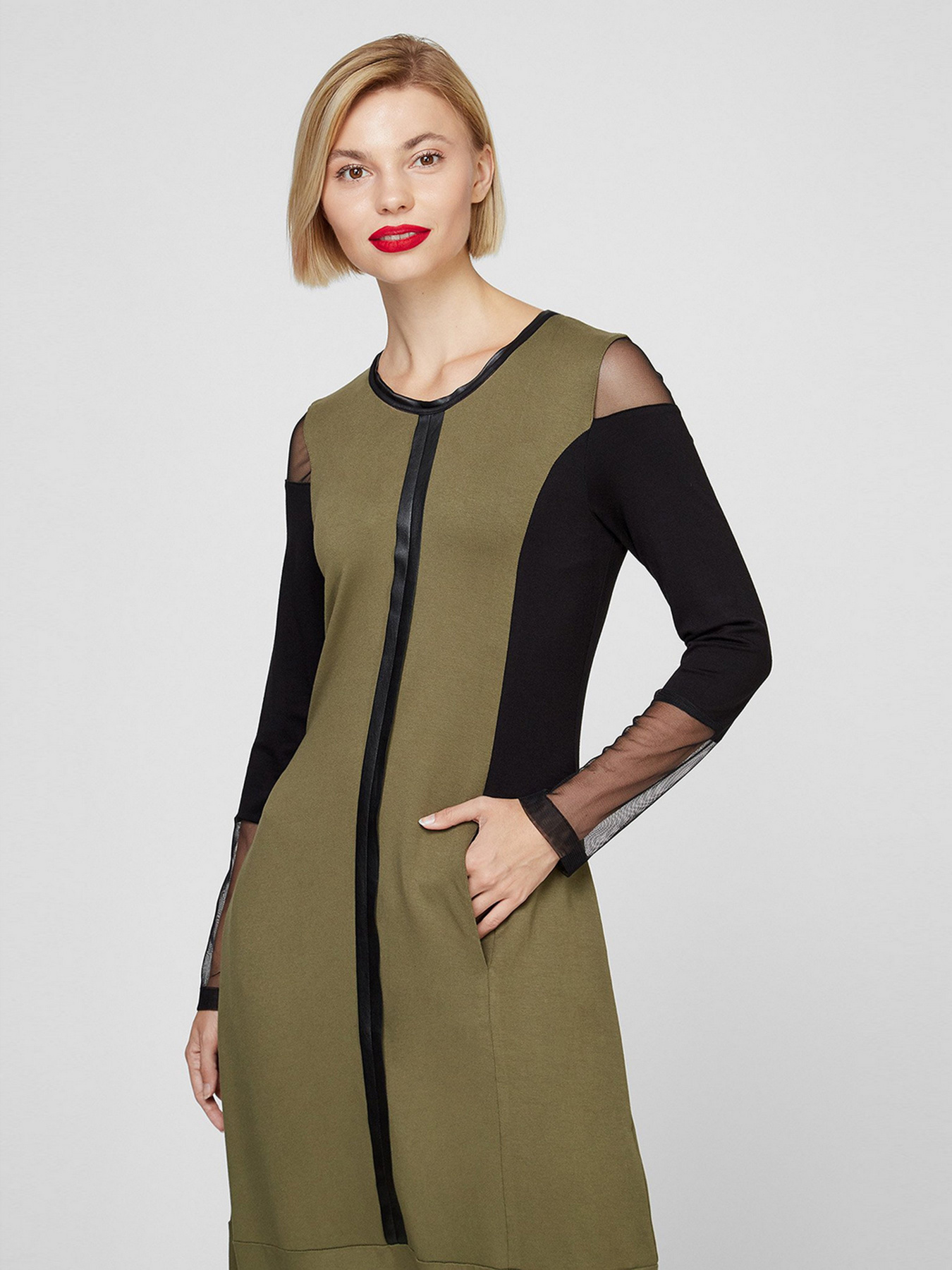 Сукня міді Sassofono модель A201-SC-17078, ХАКІ Фото