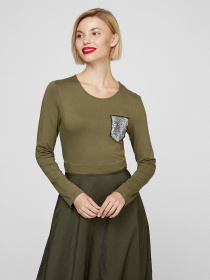 Платье миди Sassofono модель A201-SC-17081, ХАКІ Фото