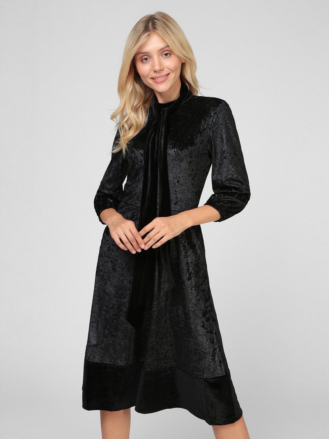 Платье миди Sassofono модель A201-SC-17085, ЧОРНИЙ Фото