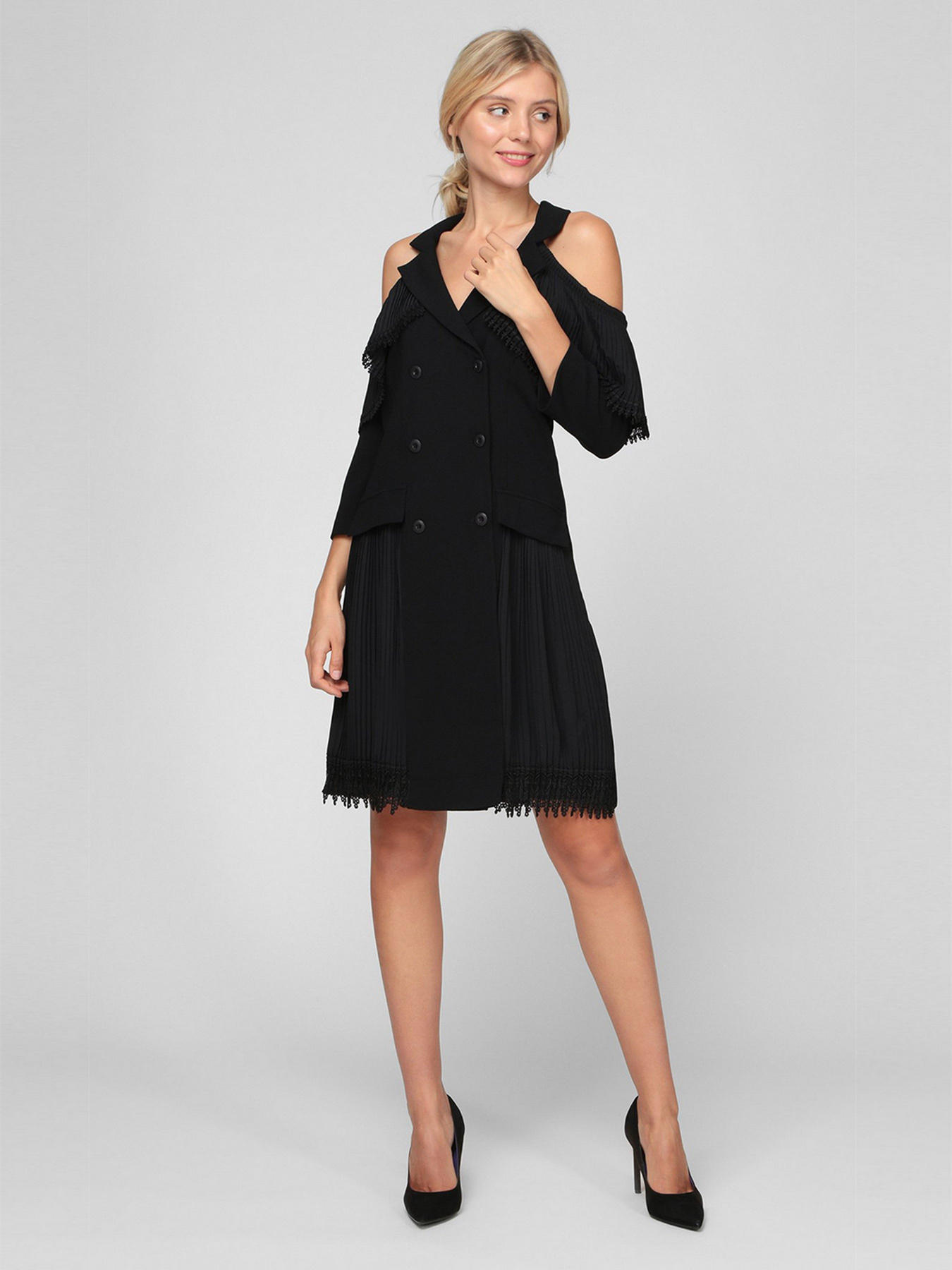 Платье мини Sassofono модель A201-SF-254171, ЧОРНИЙ Фото