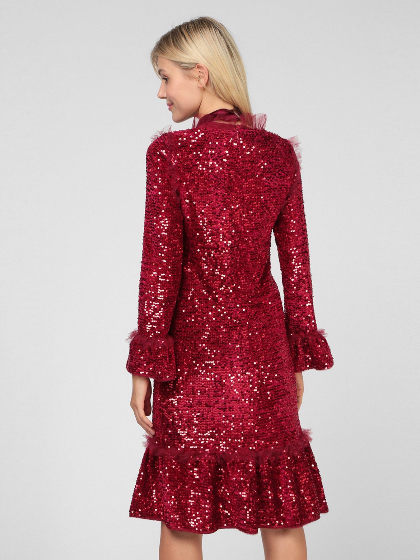 Платье миди Sassofono модель A201-SC-17093, ЧЕРВОНИЙ Фото