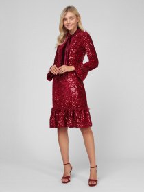 Платье миди Sassofono модель A201-SC-17093, ЧЕРВОНИЙ Фото