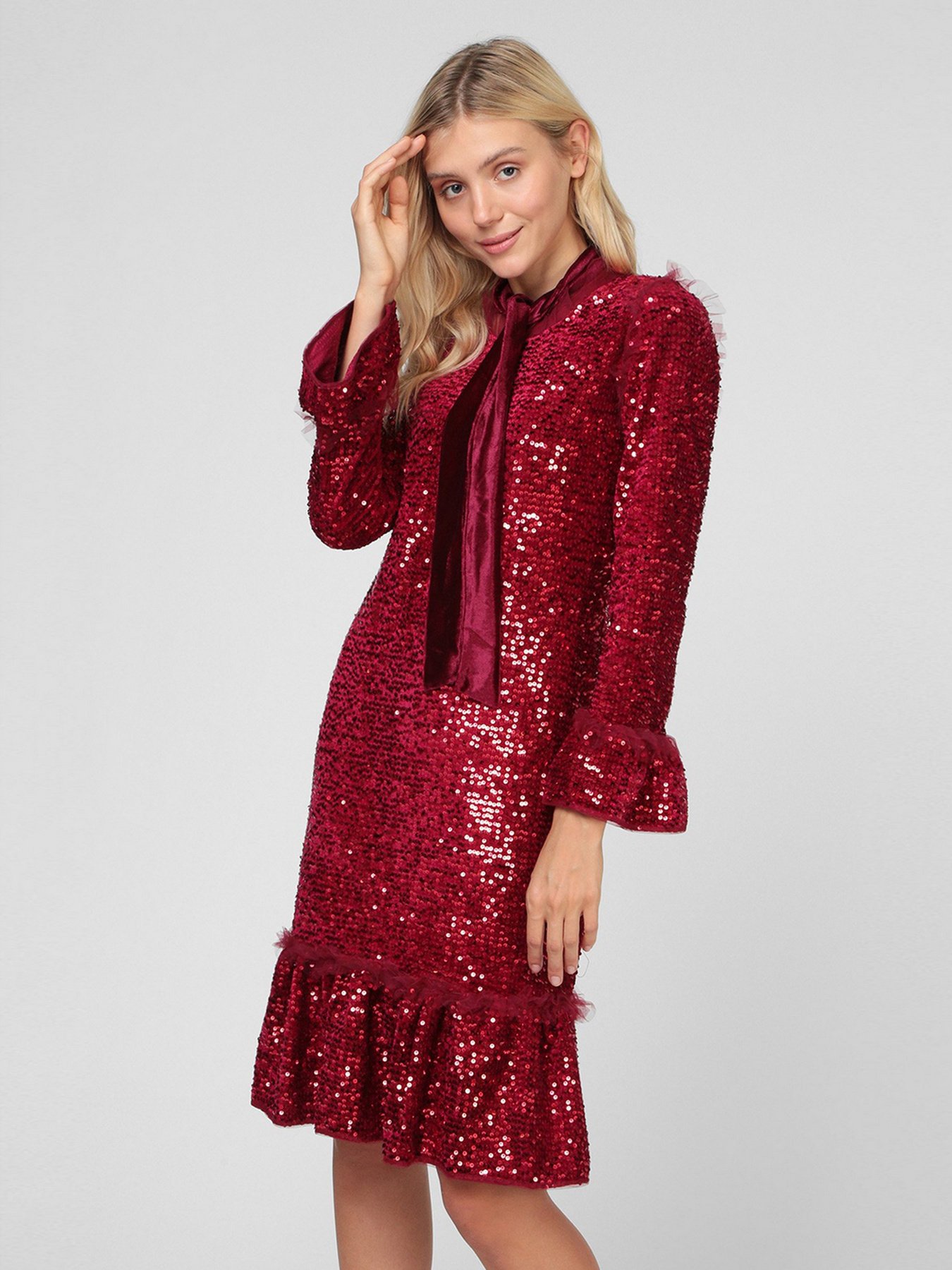 Платье миди Sassofono модель A201-SC-17093, ЧЕРВОНИЙ Платье миди Sassofono модель A201-SC-17093, ЧЕРВОНИЙ Фото