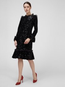 Платье миди Sassofono модель A201-SC-17093, ЧОРНИЙ Фото