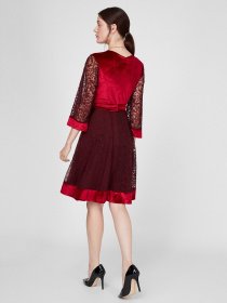 Платье миди Sassofono модель A201-SC-17103, БОРДОВИЙ Фото