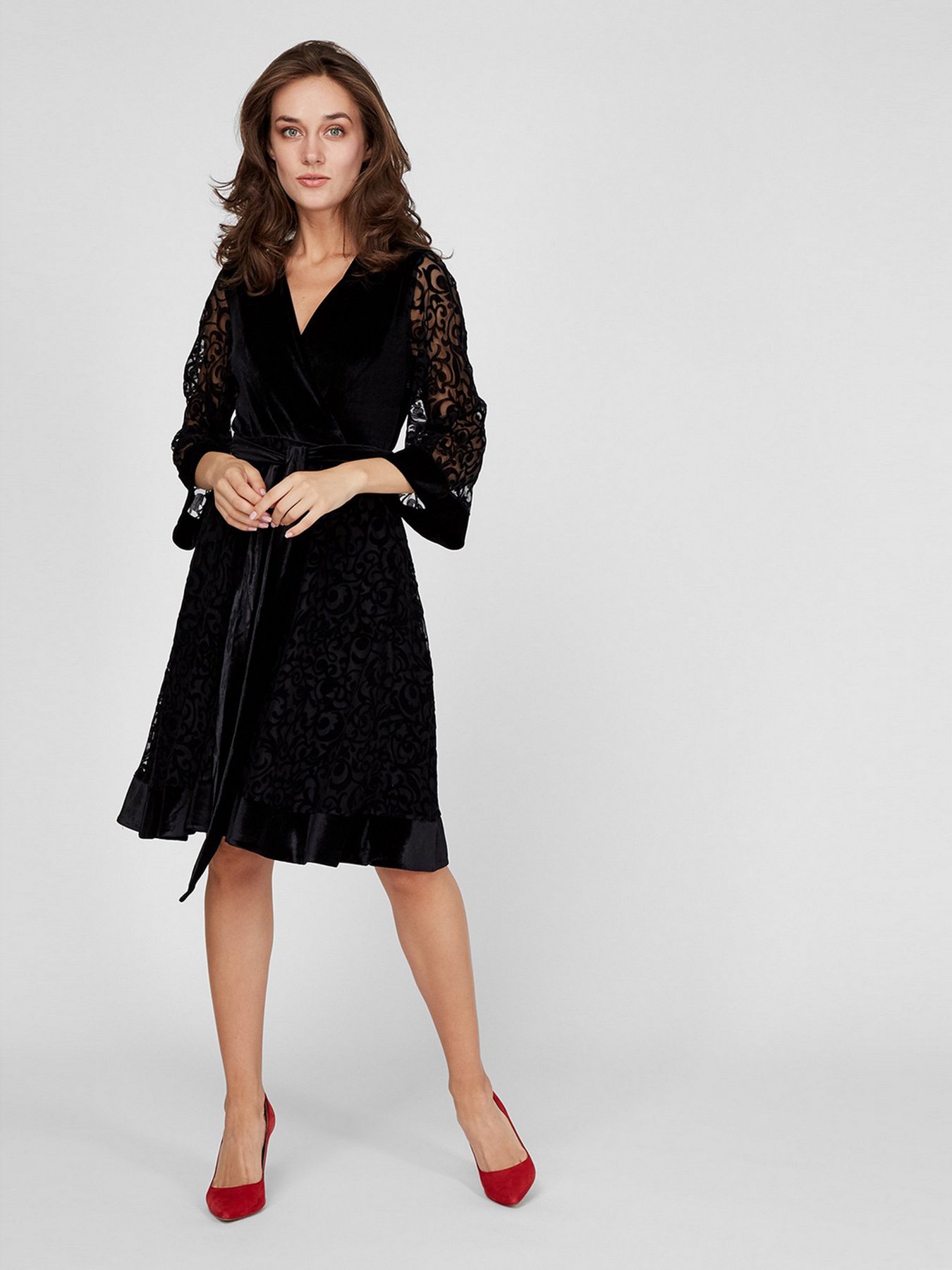 Платье миди Sassofono модель A201-SC-17103, ЧОРНИЙ Фото