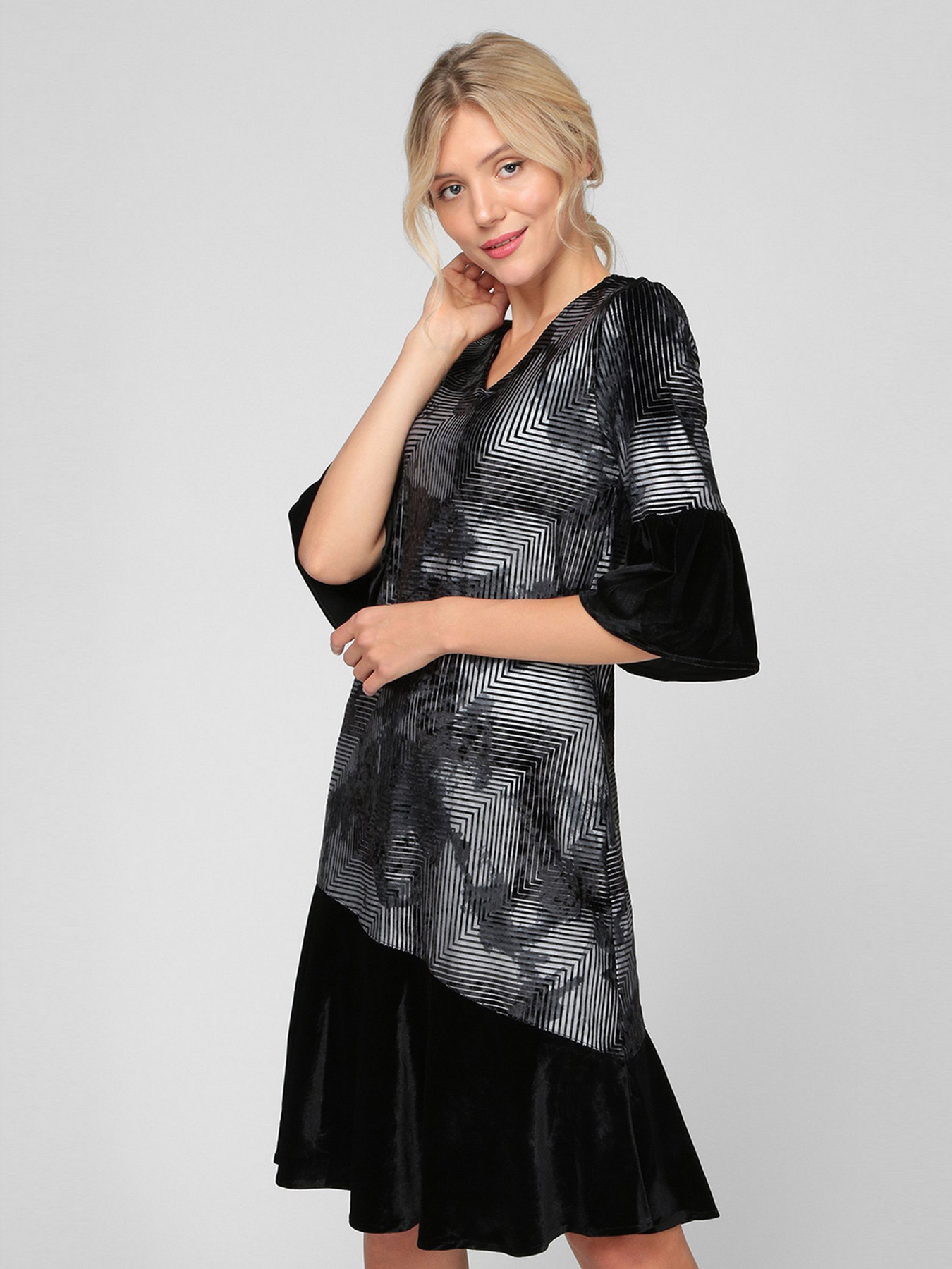 Сукня міді Sassofono модель A201-SC-17109, СРІБНИЙ Фото