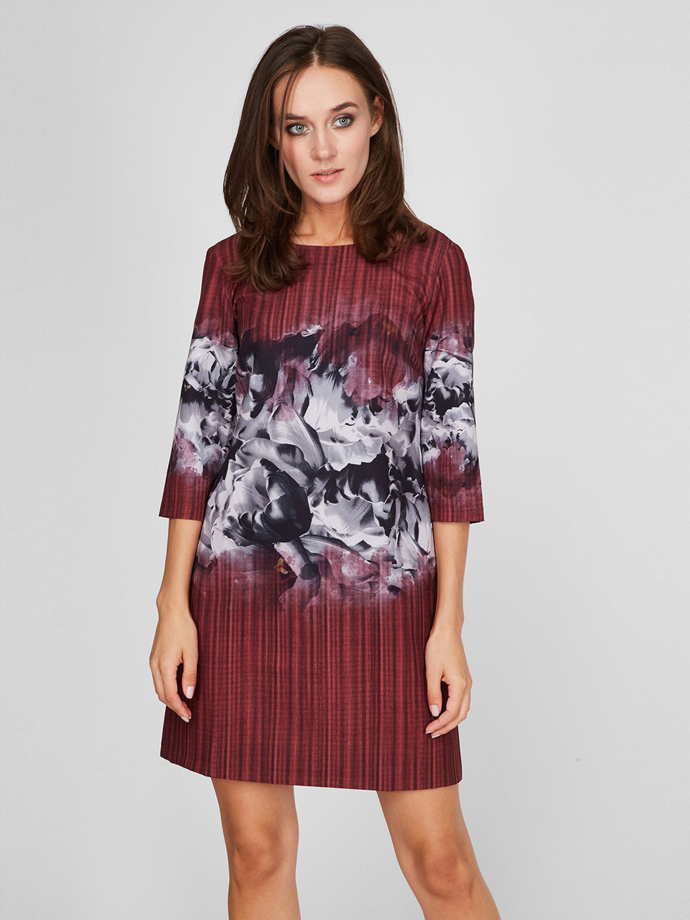 Платье мини Sassofono модель A201-SC-19239, БОРДОВИЙ Фото