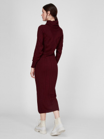 Платье миди Sassofono модель A201-SC-27602, БОРДОВИЙ Фото