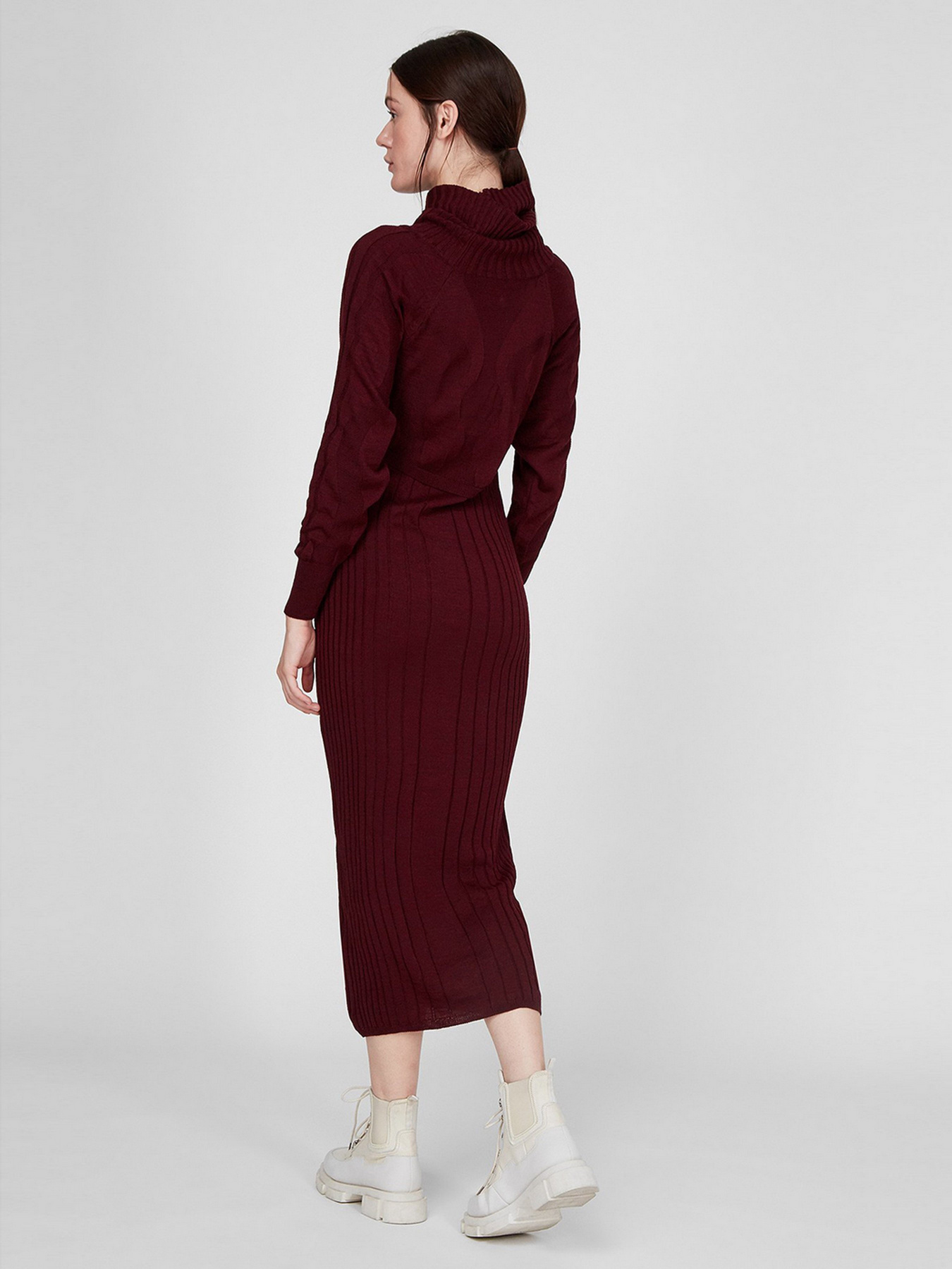 Платье миди Sassofono модель A201-SC-27602, БОРДОВИЙ Фото