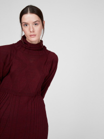 Платье миди Sassofono модель A201-SC-27602, БОРДОВИЙ Фото