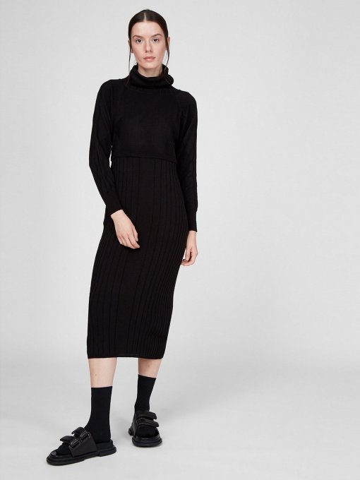 Платье миди Sassofono модель A201-SC-27602, ЧОРНИЙ Фото