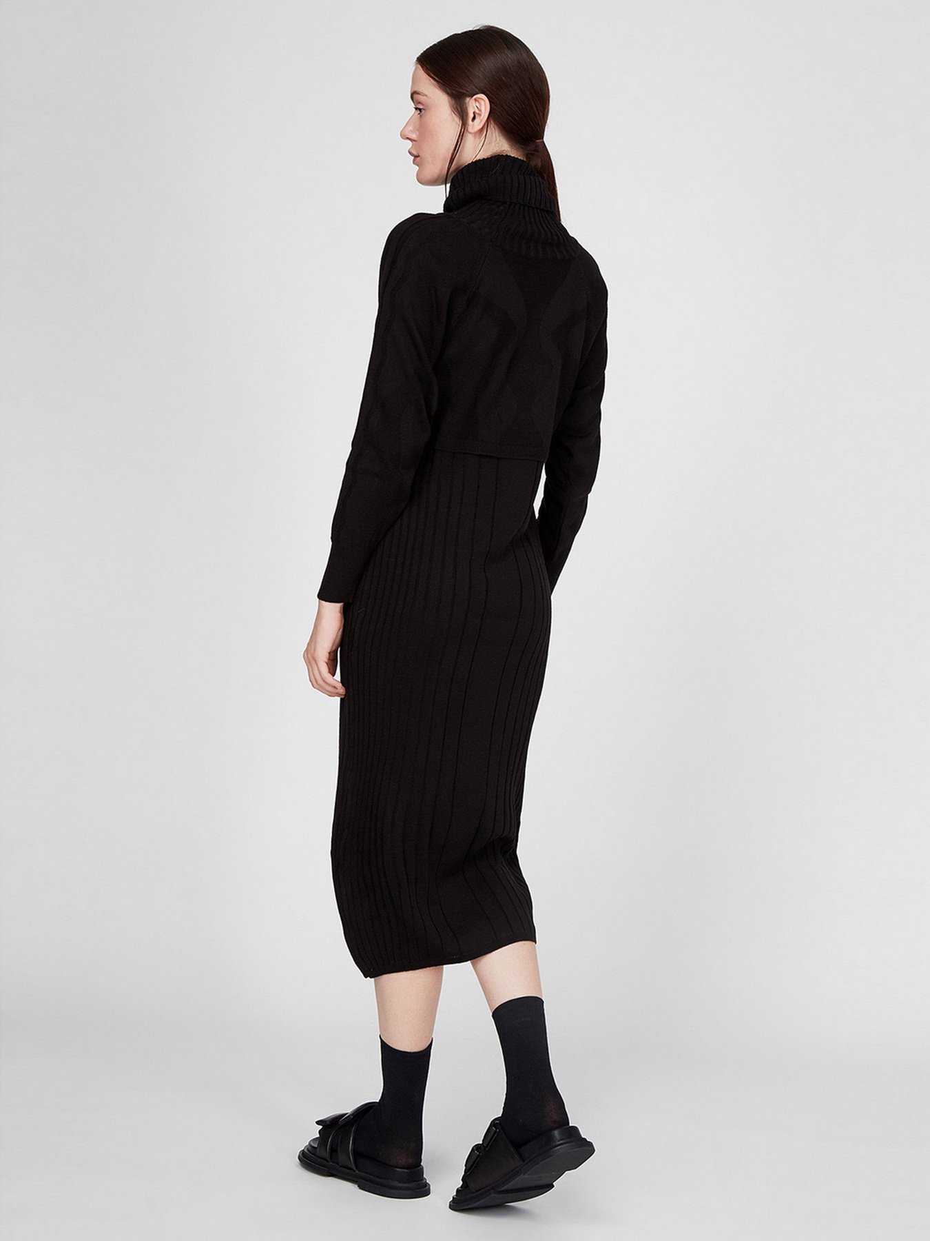 Сукня міді Sassofono модель A201-SC-27602, ЧОРНИЙ Фото