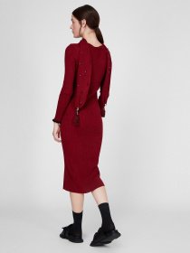 Сукня міді Sassofono модель A201-SC-27622, БОРДОВИЙ Фото