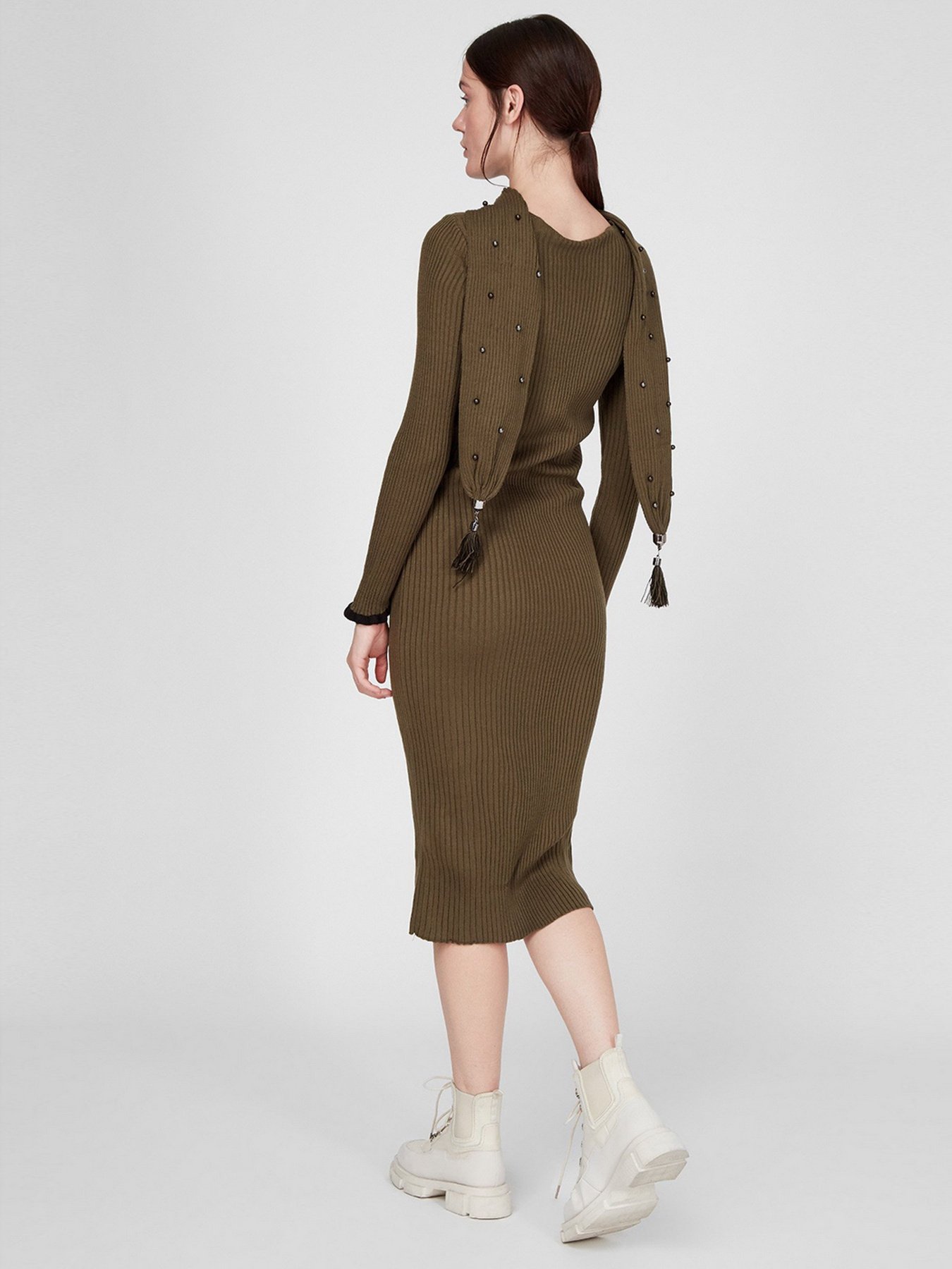 Платье миди Sassofono модель A201-SC-27622, ХАКІ Фото