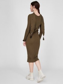 Платье миди Sassofono модель A201-SC-27622, ХАКІ Фото