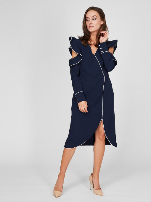 Сукня міді Sassofono модель A201-SC-4249, СИНІЙ Фото