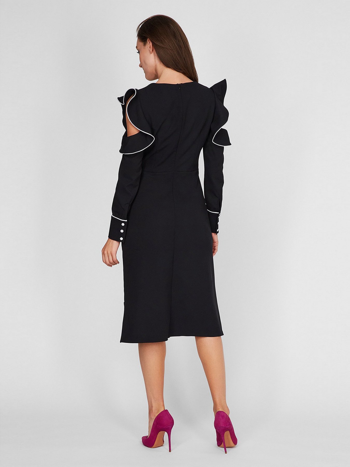 Сукня міді Sassofono модель A201-SC-4249, ЧОРНИЙ Фото