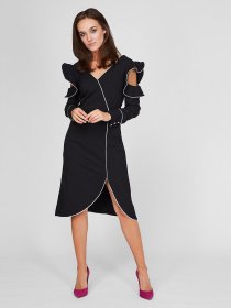 Платье миди Sassofono модель A201-SC-4249, ЧОРНИЙ Фото