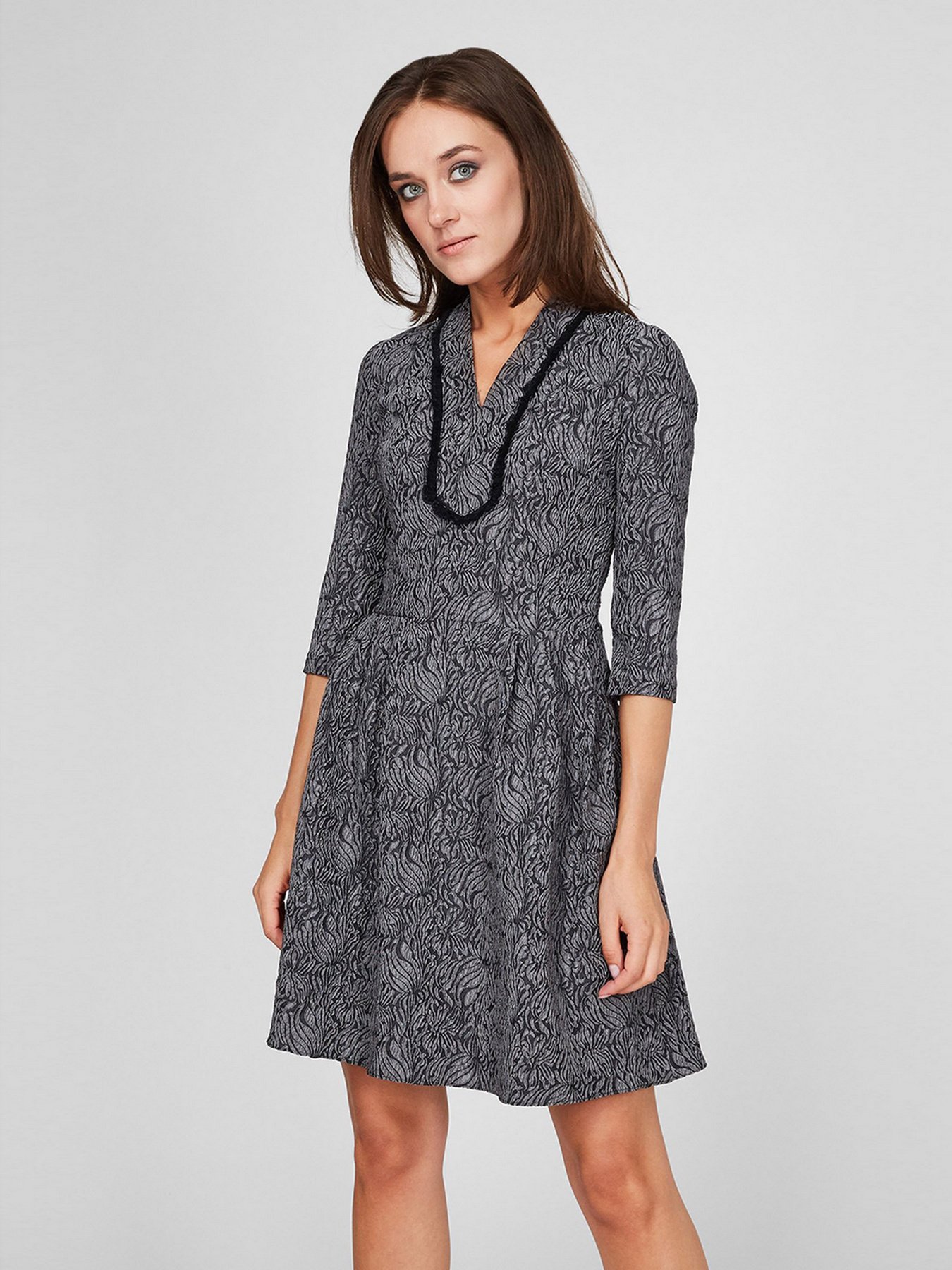 Платье мини Sassofono модель A201-SC-4496, СІРИЙ Платье мини Sassofono модель A201-SC-4496, СІРИЙ Фото