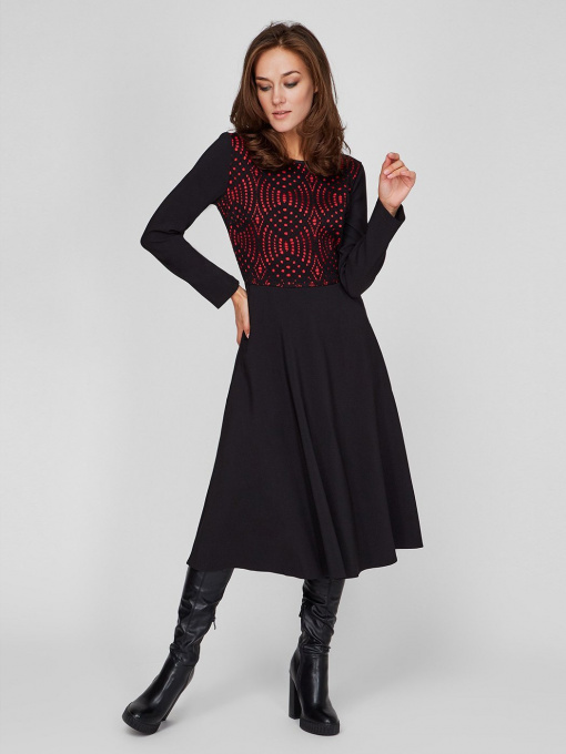 Платья Sassofono модель A201-SC-5445, ЧЕРВОНИЙ-ЧОРНИЙ Фото