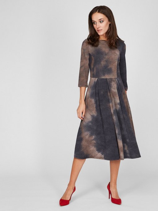 Платье миди Sassofono модель A201-SC-5481, АНТРАЦИТ Фото