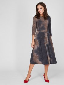 Платье миди Sassofono модель A201-SC-5481, АНТРАЦИТ Фото