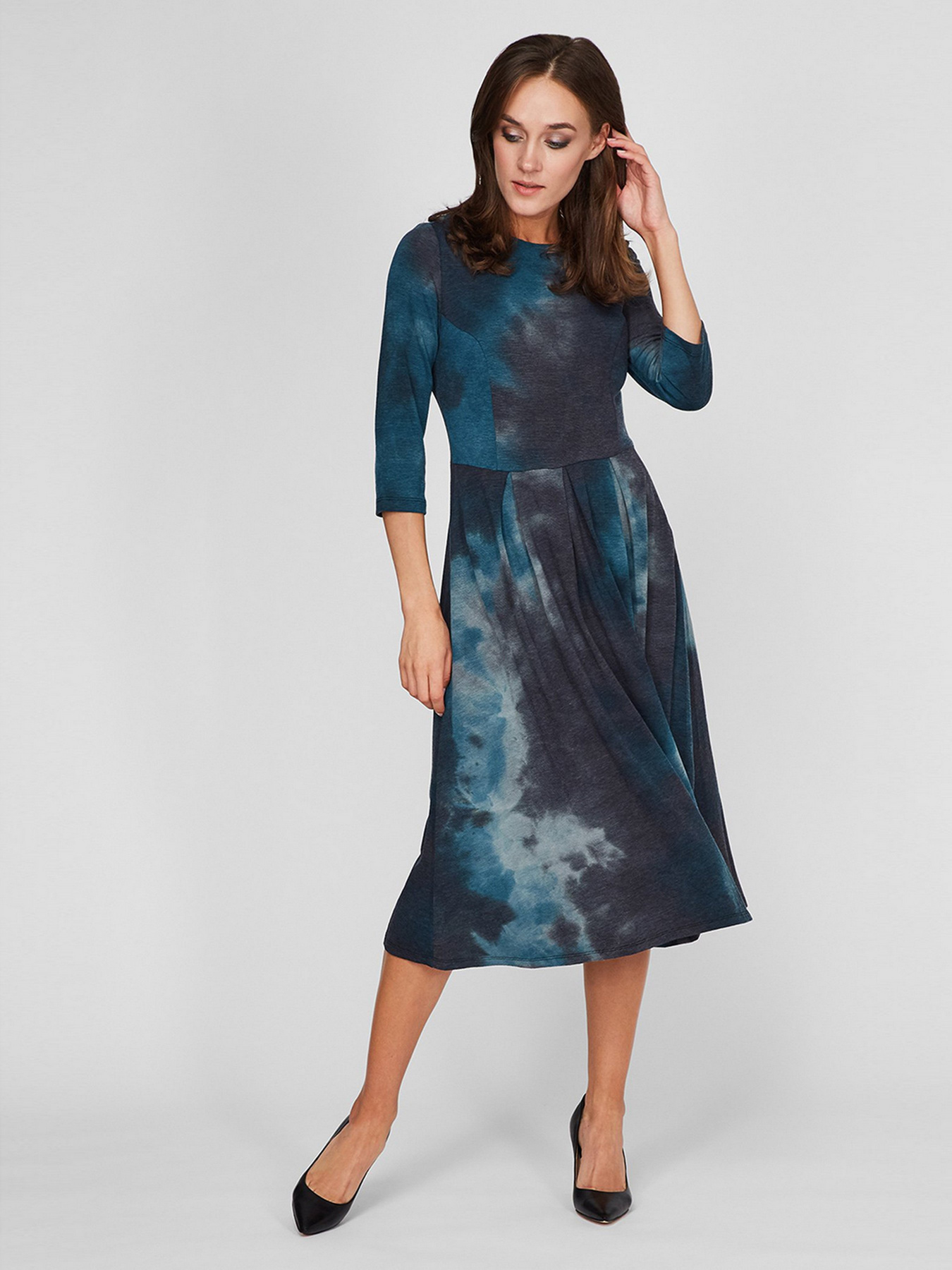 Сукня міді Sassofono модель A201-SC-5481, БІРЮЗОВИЙ Фото