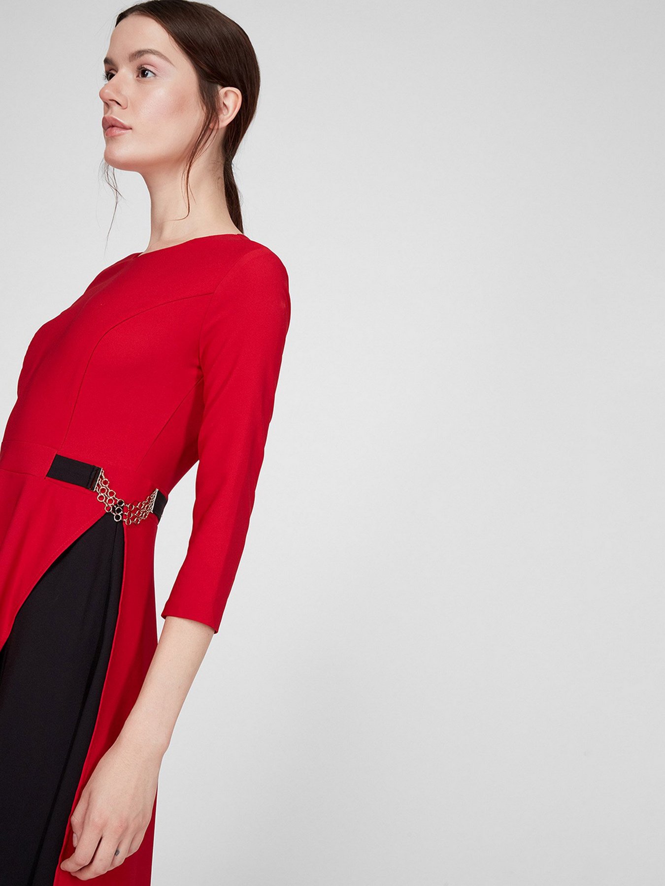 Платье миди Sassofono модель A201-SC-5972, ЧЕРВОНИЙ Фото