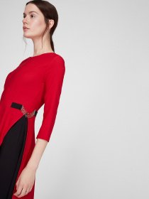 Платье миди Sassofono модель A201-SC-5972, ЧЕРВОНИЙ Фото