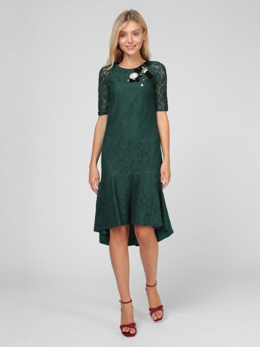 Платье миди Sassofono модель A201-SC-62191, ЗЕЛЕНИЙ Фото