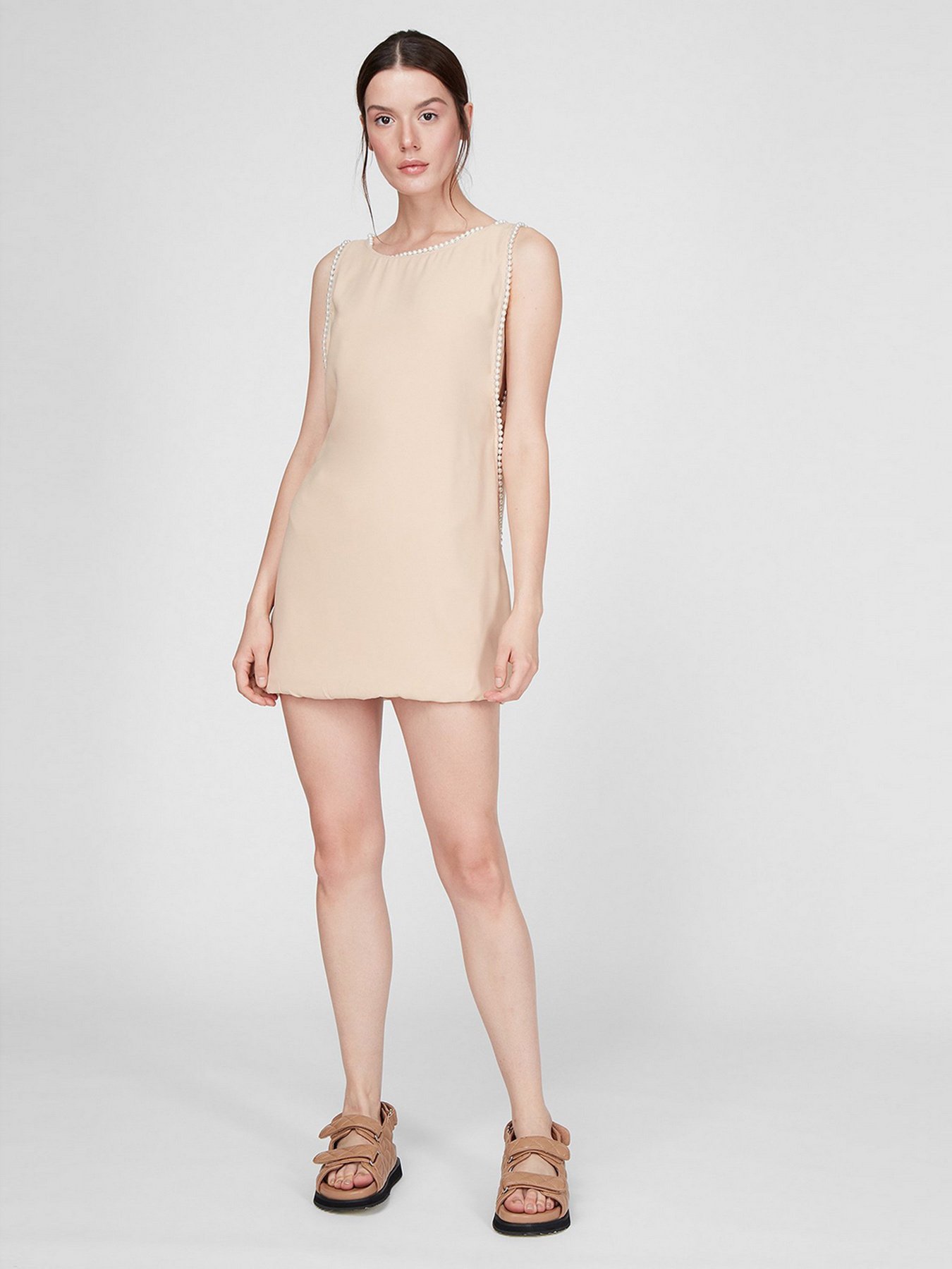 Платье мини Sassofono модель A201-SF-679171, БЕЖЕВИЙ Фото