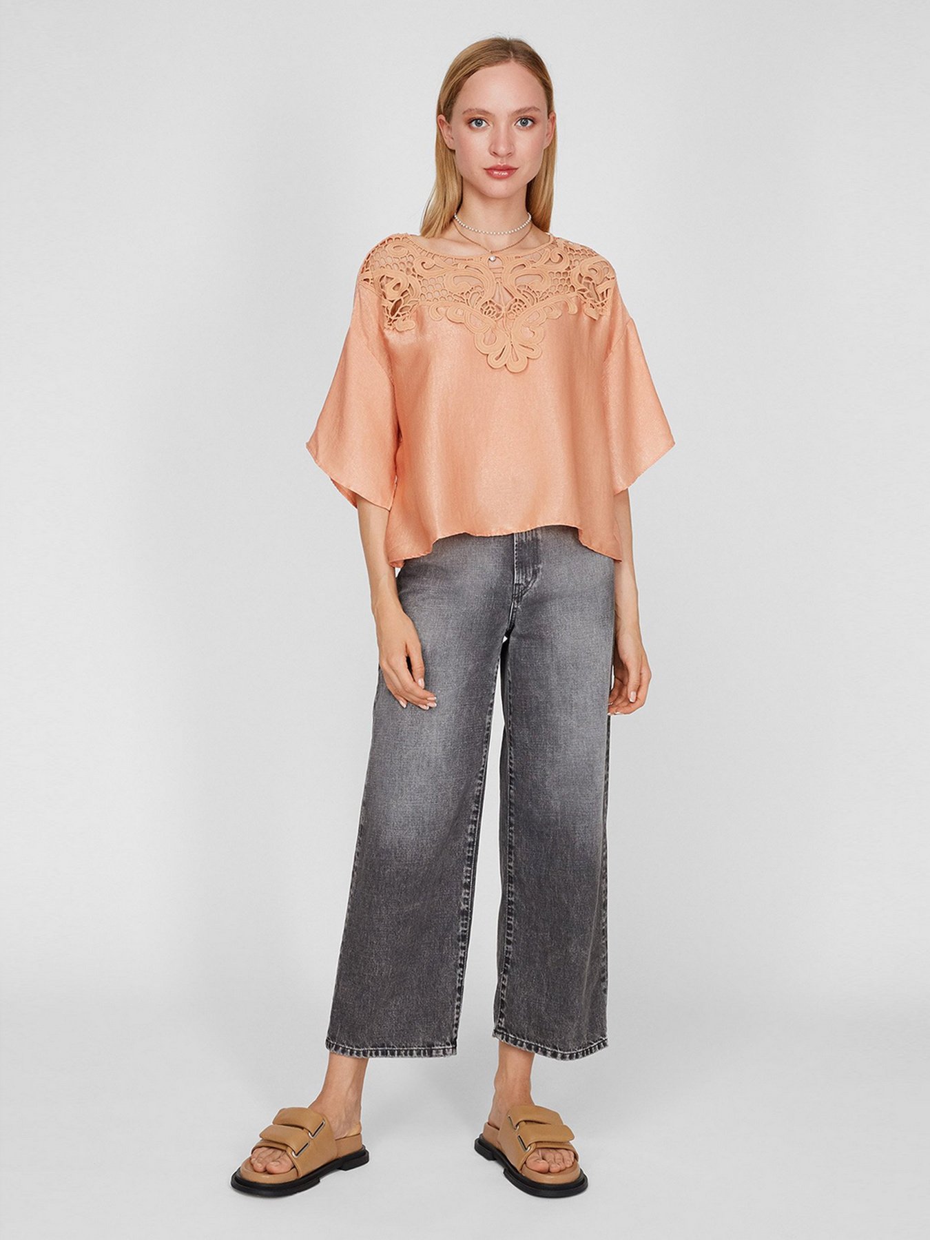 Блуза с коротким рукавом Sassofono модель SAS868 Блуза с коротким рукавом Sassofono модель SAS868 Фото