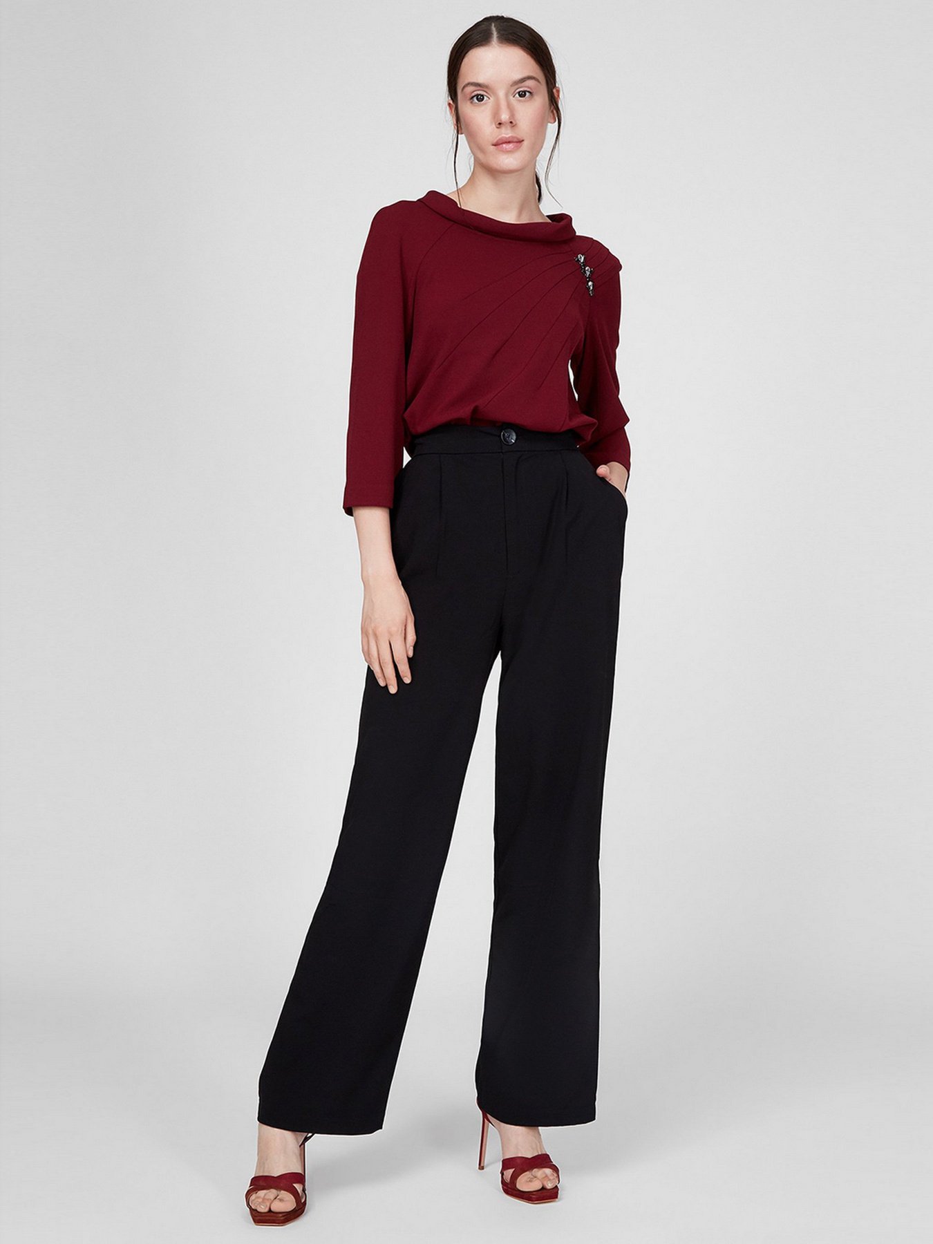 Блуза Sassofono модель A201-SC-907670-2, Бордовий Фото