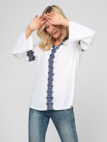 Блуза Sassofono модель A201-SF-284111, МОЛОЧНИЙ-СИНІЙ Фото