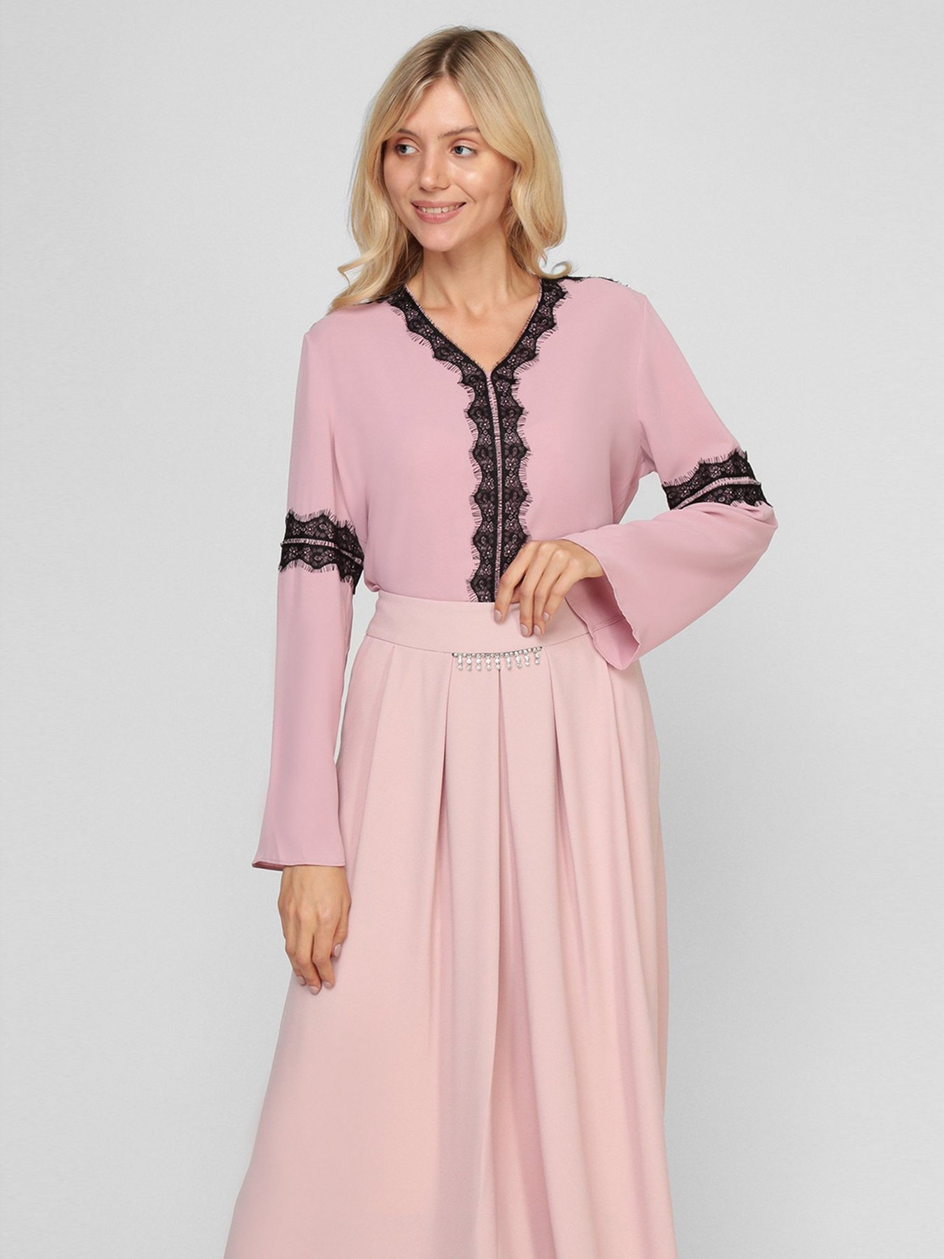 Блуза Sassofono модель A201-SF-284111, ТЕМНО ПУДРОВИЙ Фото