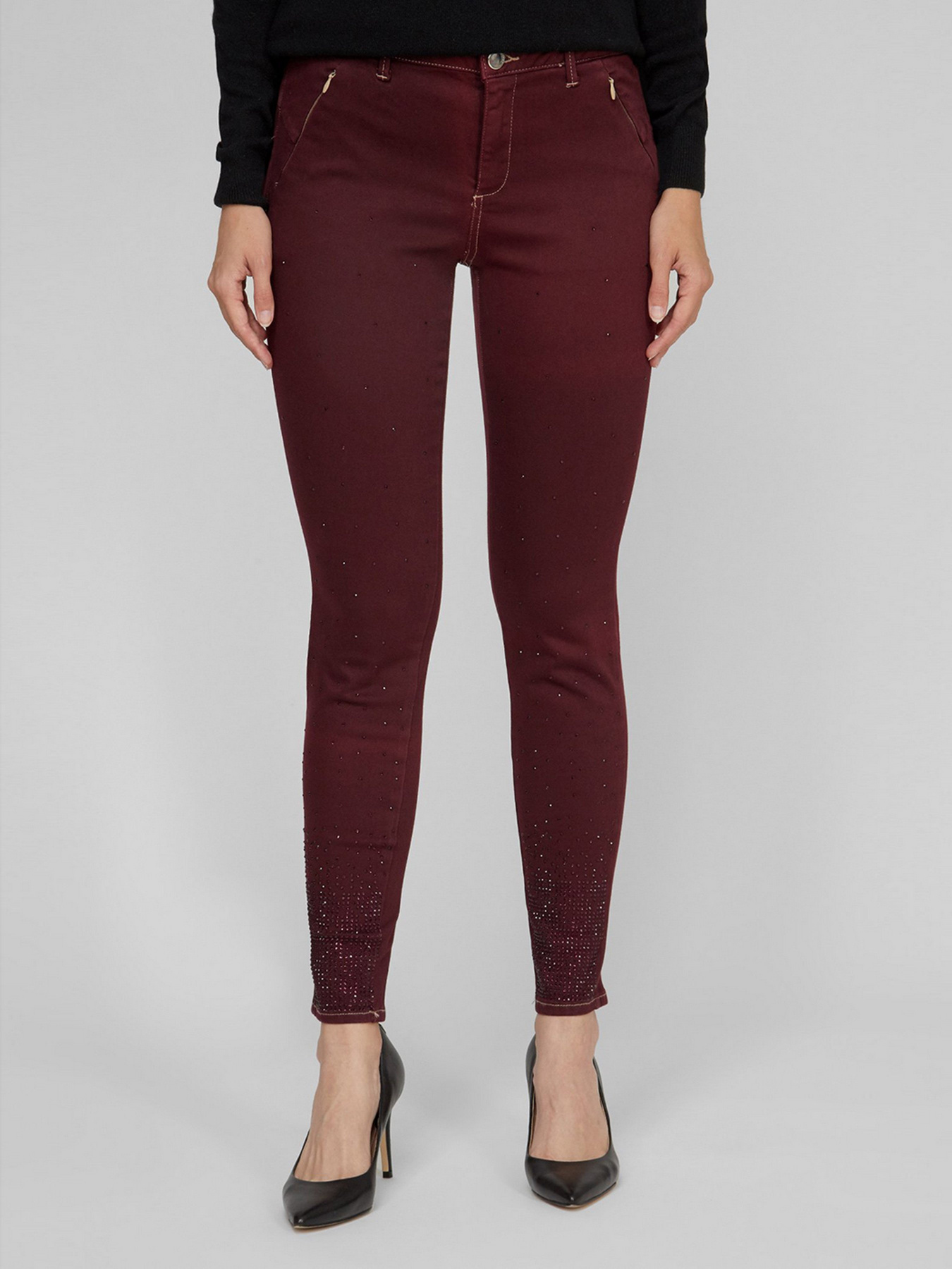 Скинни джинсы Sassofono модель A191-SF-321011, Бордовий Фото
