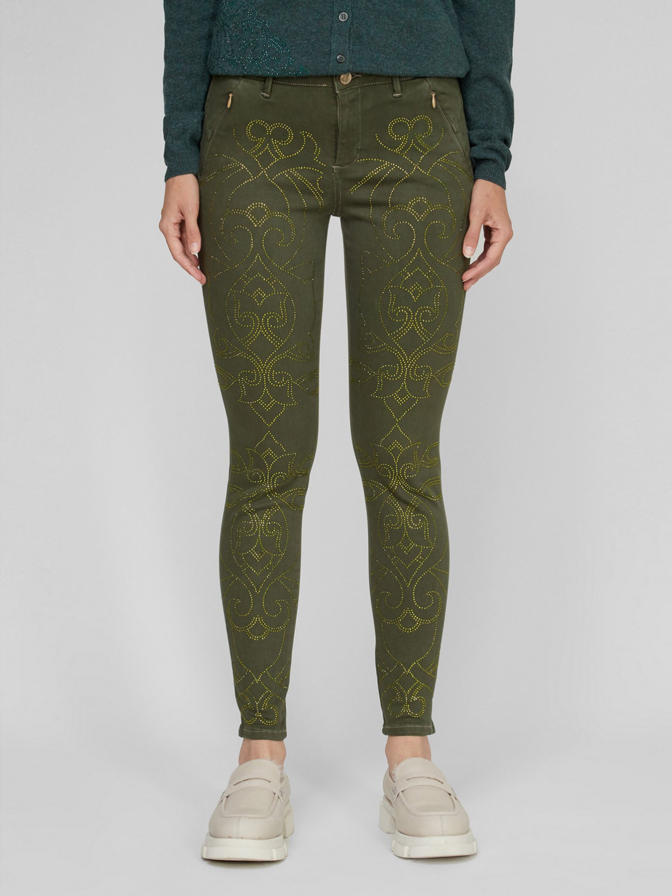 Скинни джинсы Sassofono модель A191-SF-321011-1, зеленый Фото